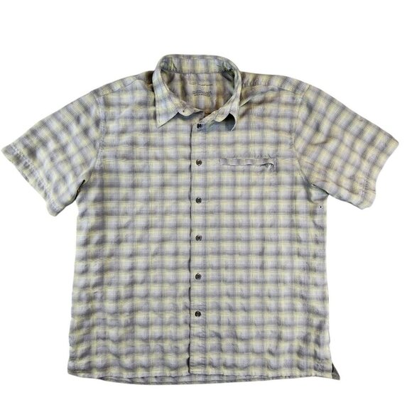 EDDIE‎ BAUER SPORT Mens Lg Plaid Button Down Moisture Wicking Shirt Short Sleeve - Picture 1 of 11